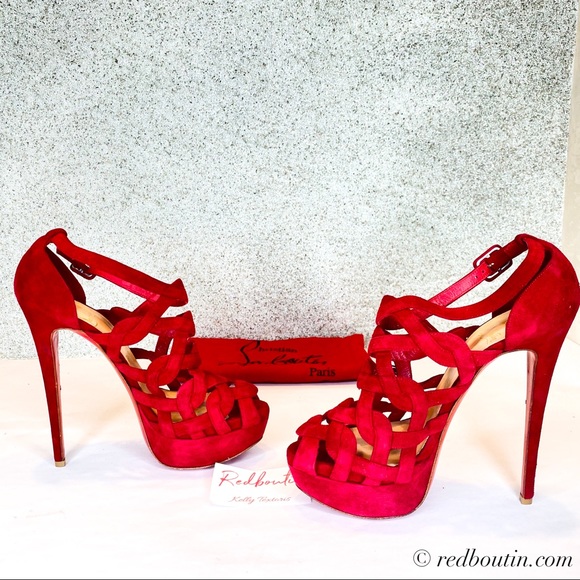 Christian Louboutin Shoes - Christian Louboutin Larissa Plato Red Suede heels